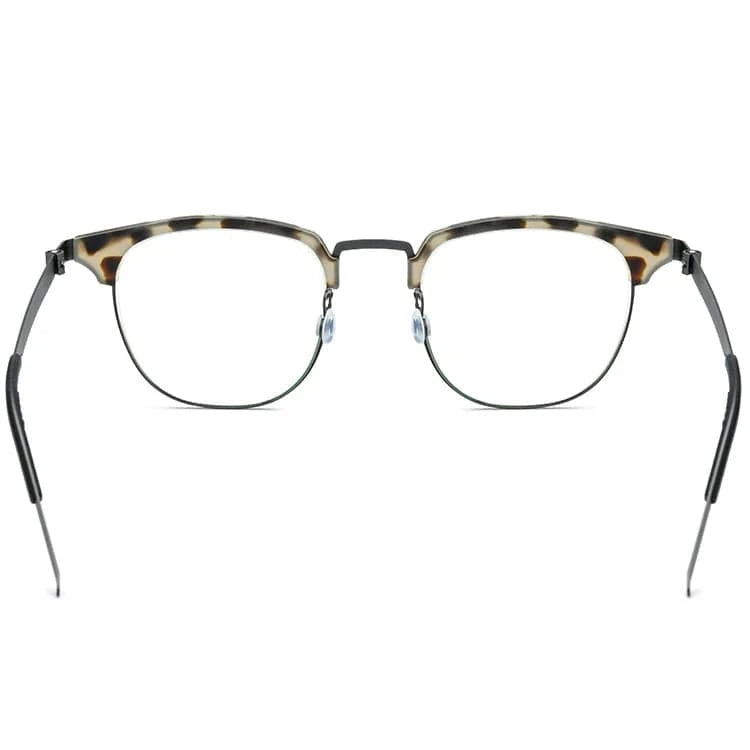 Borregls Acetate Alloy Glasses Frame Men Women Round Myopia Optical Eyeglasses Screwless Korea Eyewear 28627