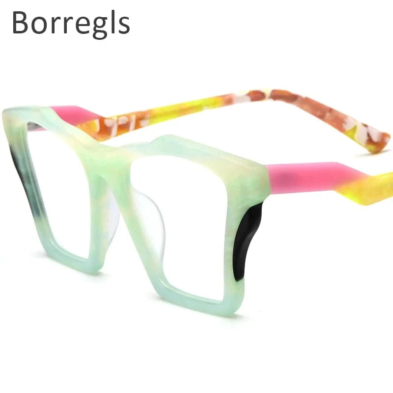 Borregls Acetate Cat Eye Glasses Frame 2024 New Trendy Eyeglasses Women Optical Prescription Spectacles Eyewear 19360