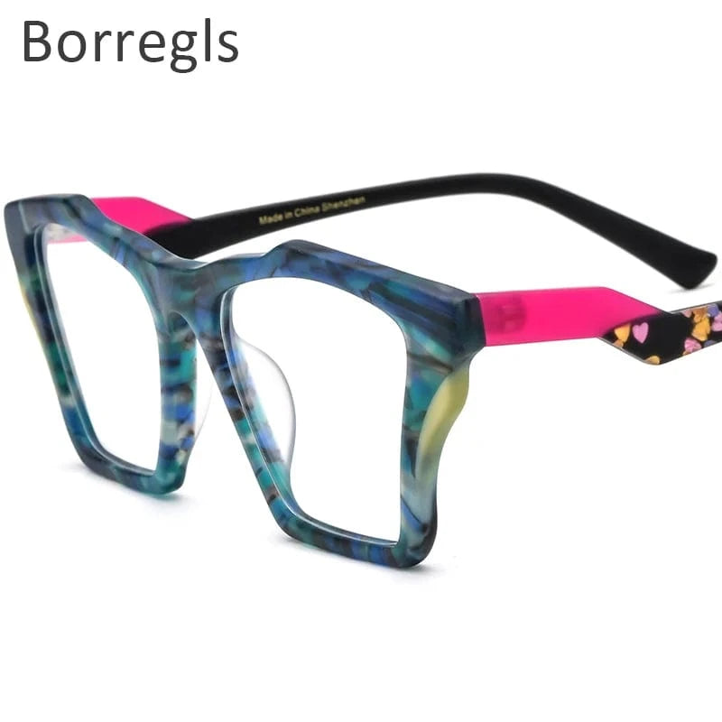Borregls Acetate Cat Eye Glasses Frame 2024 New Trendy Eyeglasses Women Optical Prescription Spectacles Eyewear 19360