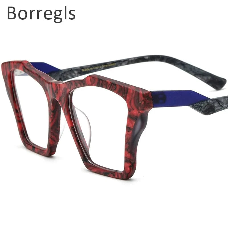 Borregls Acetate Cat Eye Glasses Frame 2024 New Trendy Eyeglasses Women Optical Prescription Spectacles Eyewear 19360