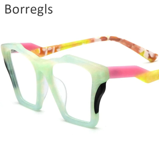 Borregls Acetate Cat Eye Glasses Frame 2024 New Trendy Eyeglasses Women Optical Prescription Spectacles Eyewear 19360