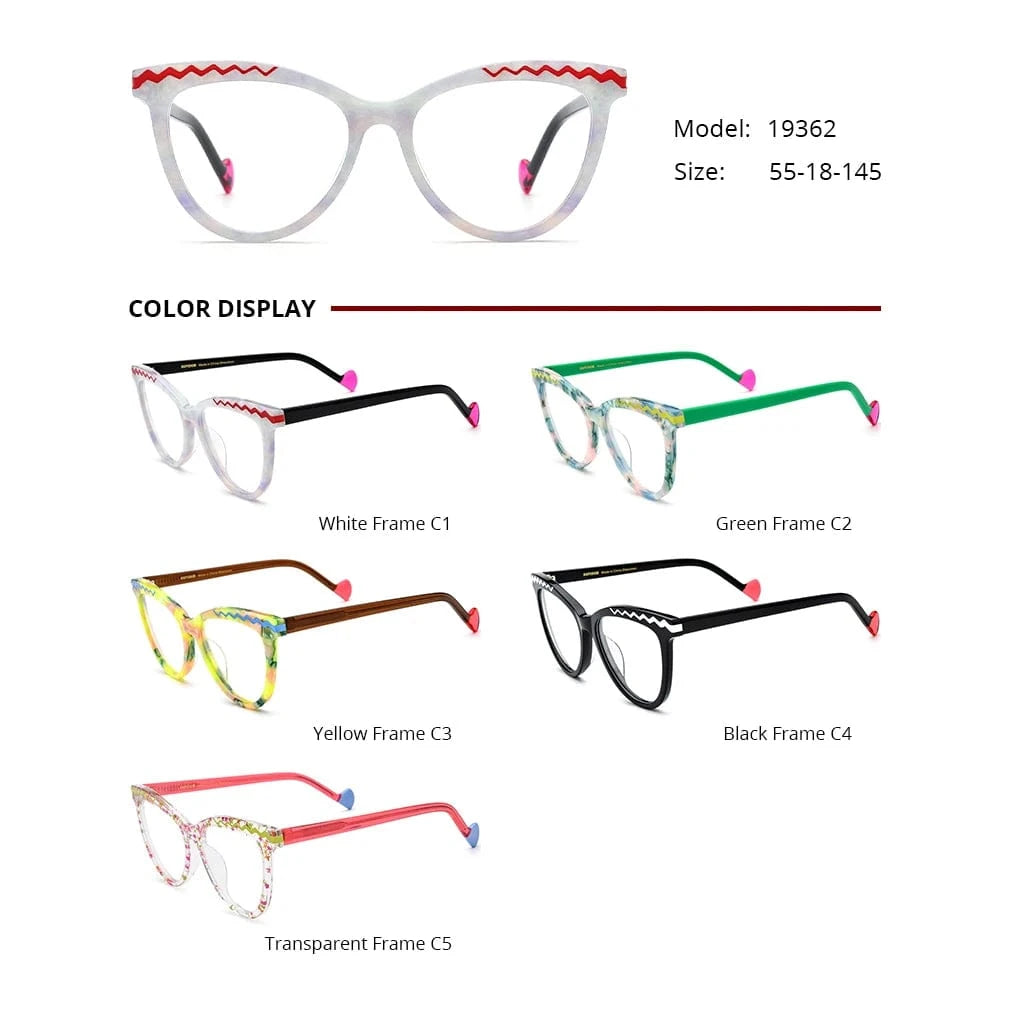Borregls Acetate Cat Eye Glasses Frame 2024 New Trendy Eyeglasses Women Optical Prescription Spectacles Eyewear 19362