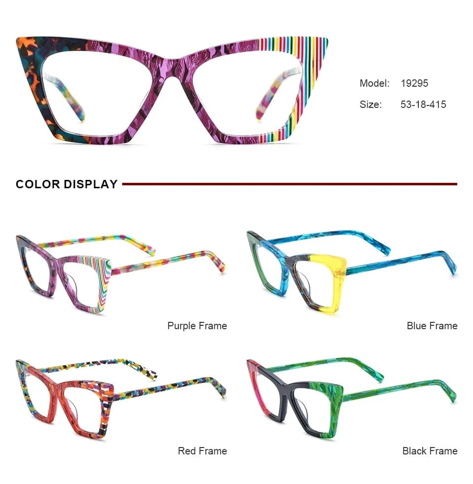 Borregls Acetate Cat Eye Glasses Frame Brand Designer Transparent Eyeglasses Frame Myopia Optical Eyewear 19295