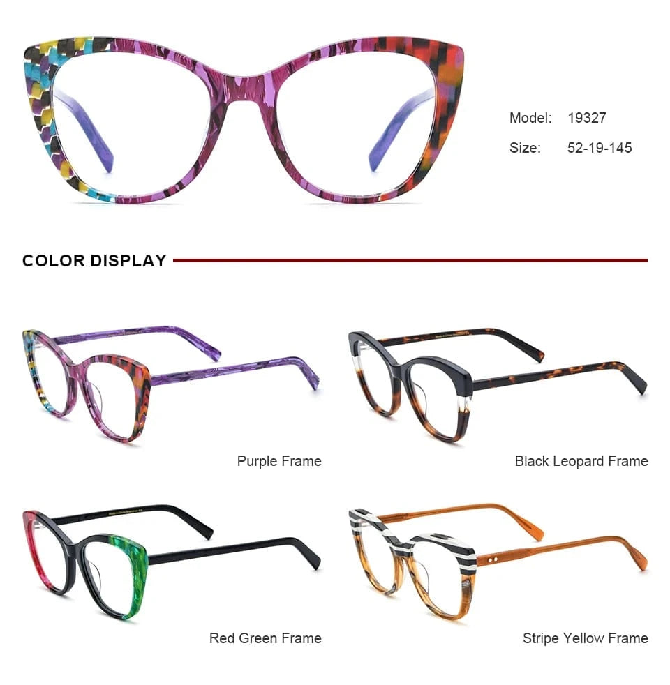 Borregls Acetate Cat Eye Glasses Frame Brand Designer Transparent Eyeglasses Frame Myopia Optical Eyewear 19327