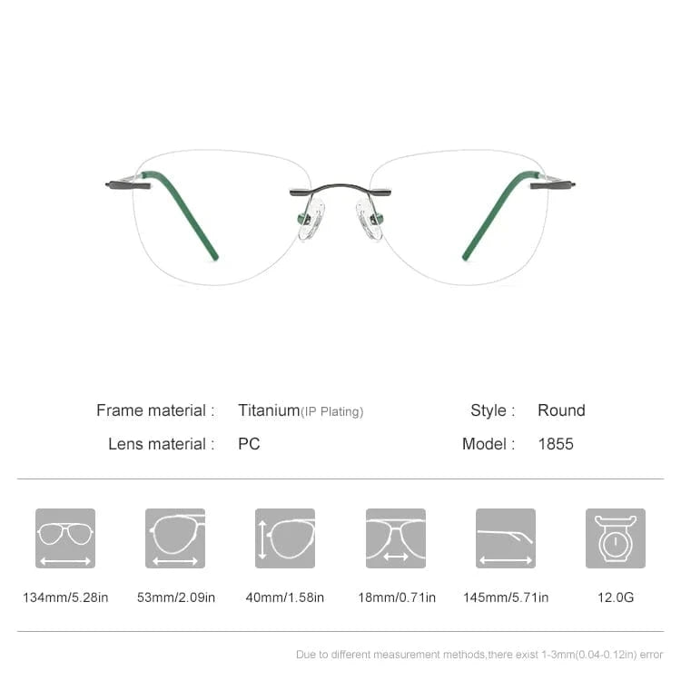 Borregls B Titanium Rimless Glasses Frame Women Eyeglasses Myopia Optical Men Vintage Oval Eyewear 1855