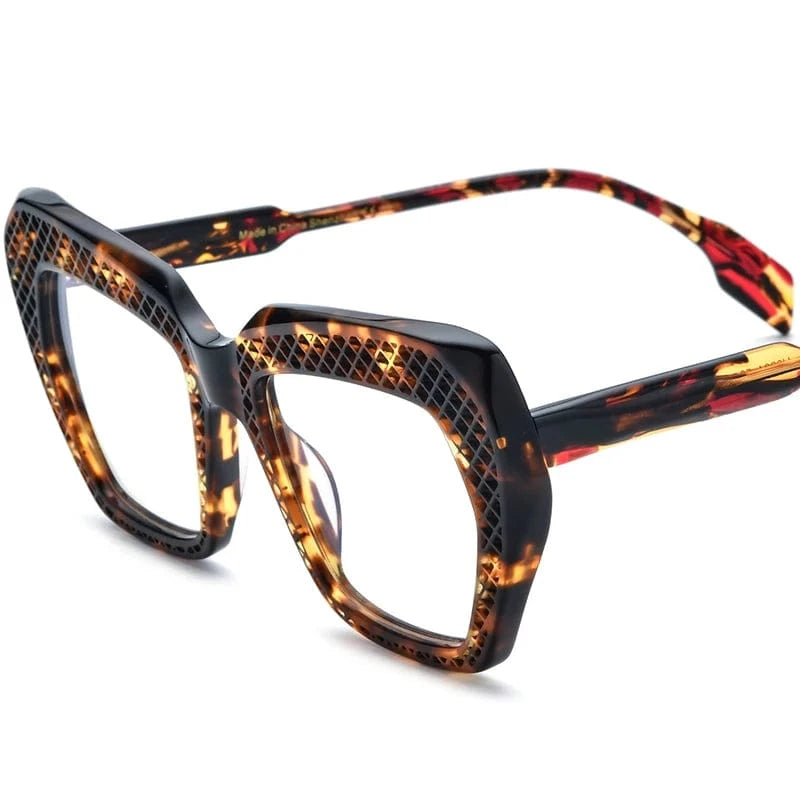 Borregls Hollow Acetate Glasses Frame Matte Vintage Cat Eye Eyeglasses Women Optical  Spectacles Eyewear 19264