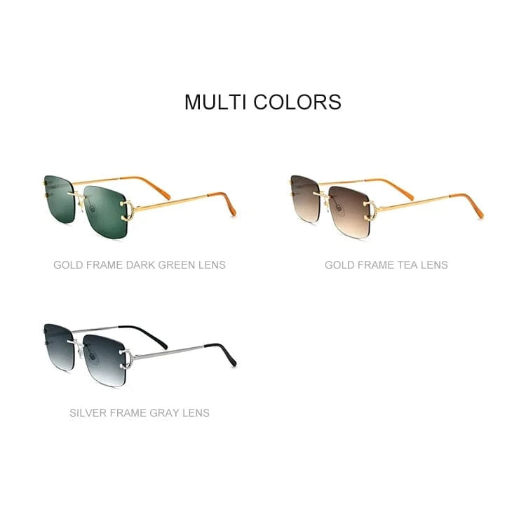 Borregls Oversize Rimless Sunglasses Women New Brand Design Fashion High Quality Alloy Sun Glasses Men with Nylon Lens 150249