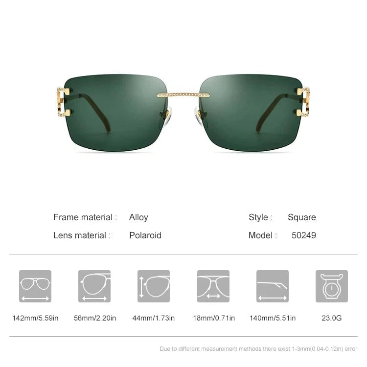Borregls Oversize Rimless Sunglasses Women New Brand Design Fashion High Quality Alloy Sun Glasses Men with Nylon Lens 150249