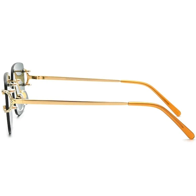 Borregls Oversize Rimless Sunglasses Women New Brand Design Fashion High Quality Alloy Sun Glasses Men with Nylon Lens 150249