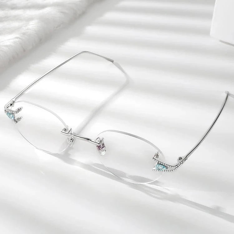 Borregls Sterling Silver S925 Glasses Frame Women Brand Design High Quality Rimless Eyeglasses Frameless Optical Eyewear S002