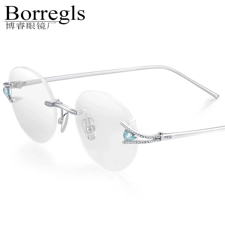 Borregls Sterling Silver S925 Glasses Frame Women Brand Design High Quality Rimless Eyeglasses Frameless Optical Eyewear S002
