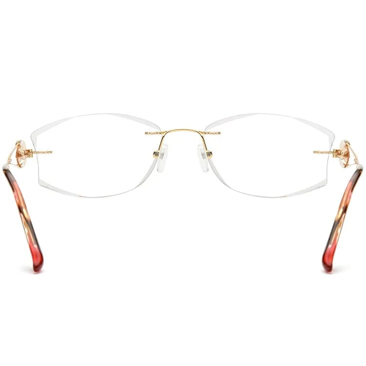 Borregls Wire Titanium Rimless Glasses Women Ultralight Luxury Diamond Trim Optical Eyeglasses Frame Eyewear