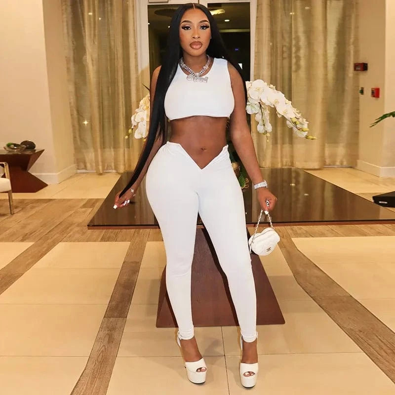 Boutique clothing 2024 summer crop top tracksuit jogger fitness two piece pants set women