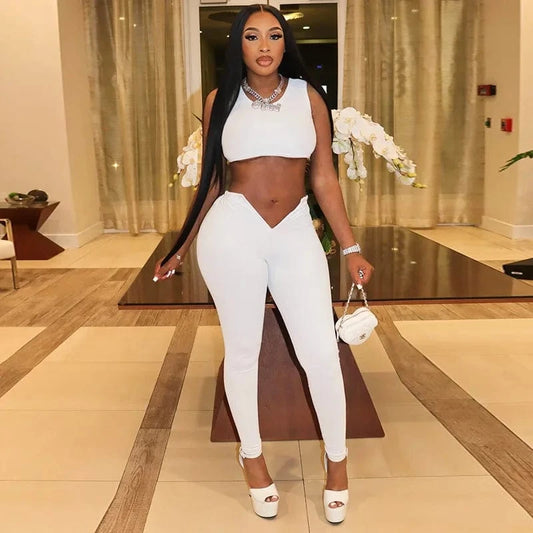 Boutique clothing 2024 summer crop top tracksuit jogger fitness two piece pants set women