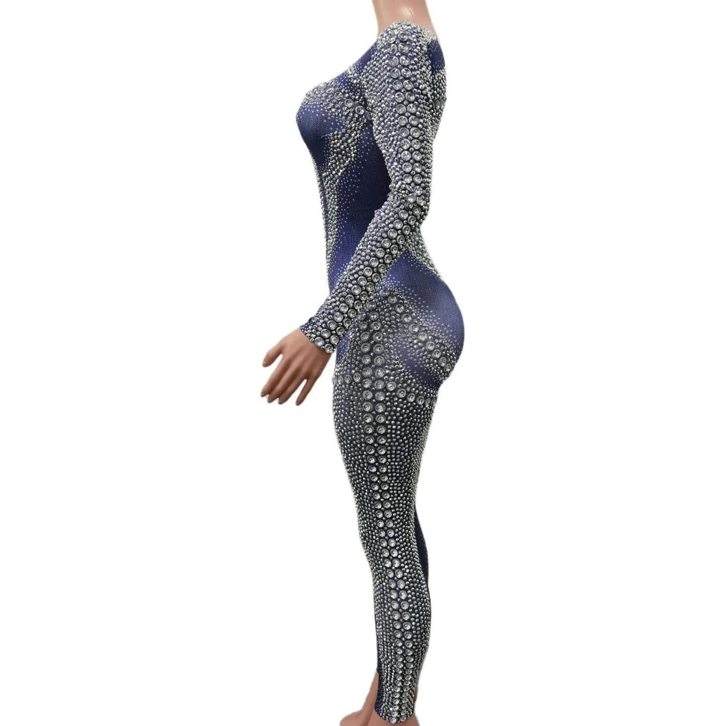Boutique Clothing Sexy Rhinestone Crystal Dancer Outfits Ladies One Piece Bodysuit Club Bodycon Rompers Women Party Jumpsuits
