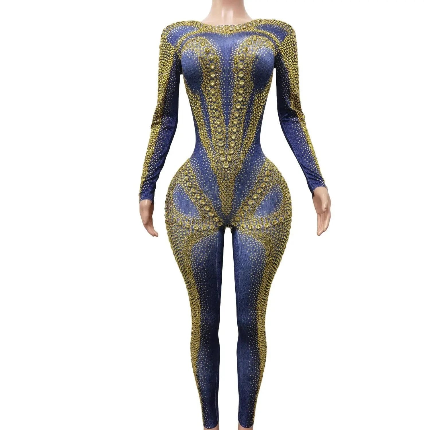 Boutique Clothing Sexy Rhinestone Crystal Dancer Outfits Ladies One Piece Bodysuit Club Bodycon Rompers Women Party Jumpsuits