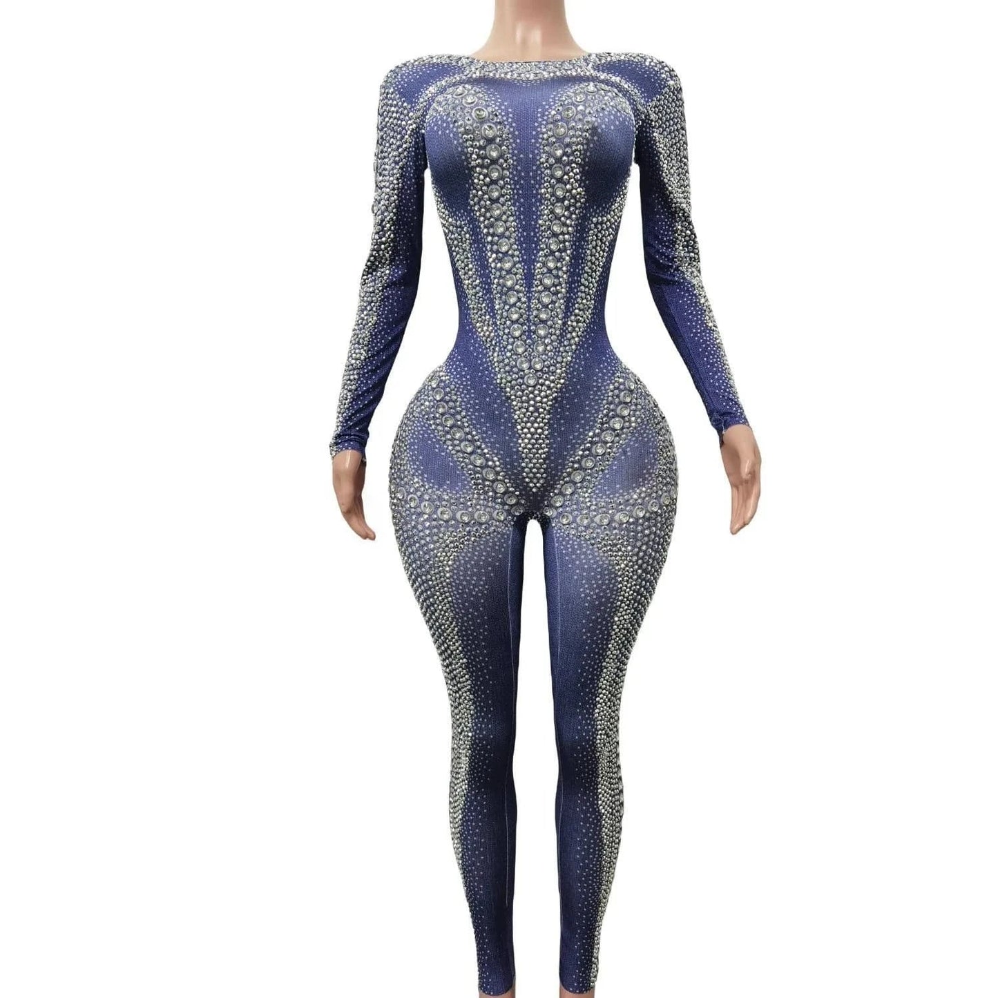 Boutique Clothing Sexy Rhinestone Crystal Dancer Outfits Ladies One Piece Bodysuit Club Bodycon Rompers Women Party Jumpsuits