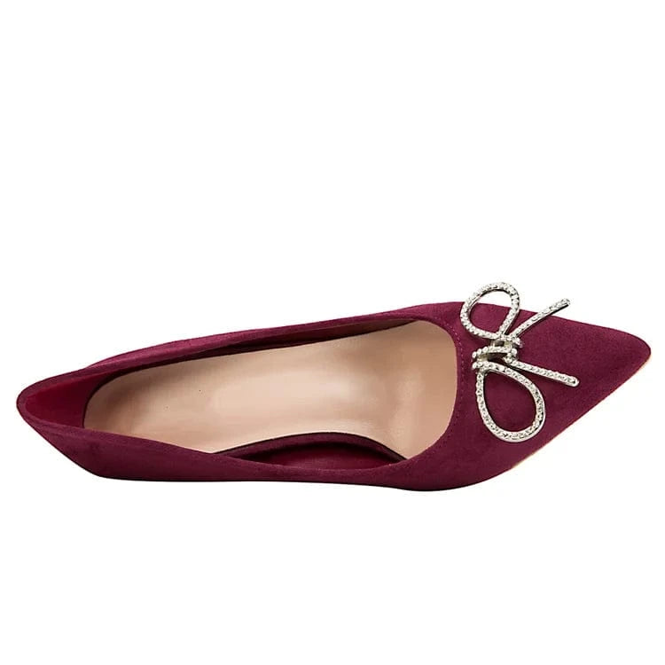 Bow tie with metal drill buckle shoes women heels