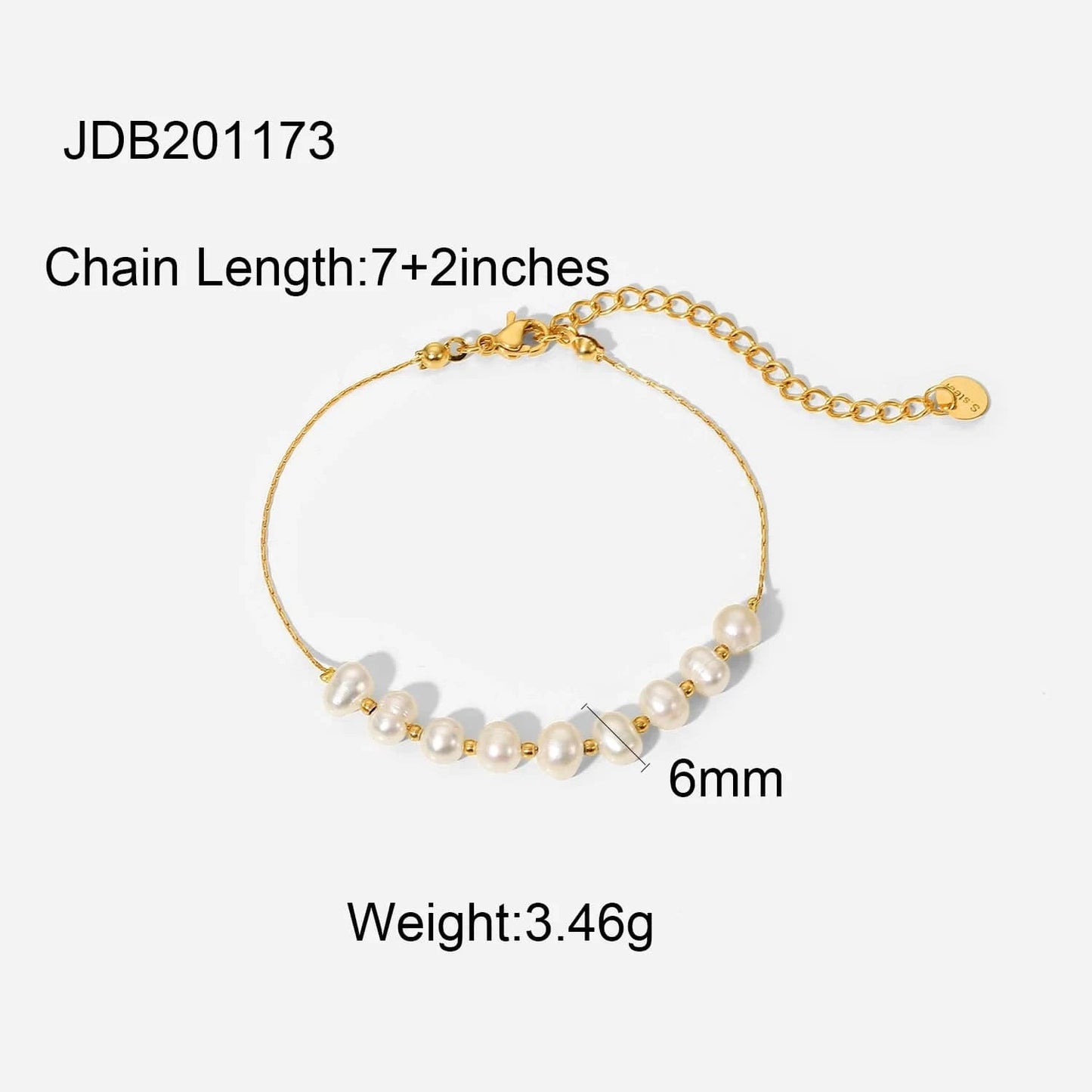 BR1050 / Picture / BR1050 BR1050 Freshwater Pearl Stainless Steel Bracelet Women Gift Dainty PVD 18k Gold Chain Bracelet