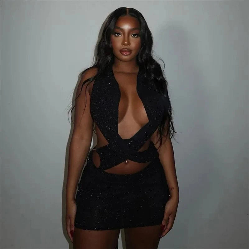 BR4037 2024 spring women's wear new big backless cross strap hip sexy hot dress