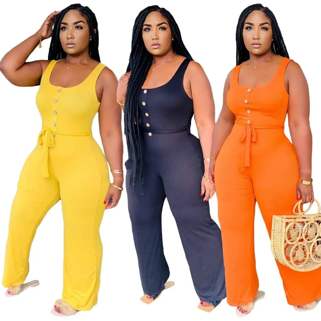 BR844 4xl plus size fashion sleeveless wide leg Bodysuits Summer High Waist women shorts overalls