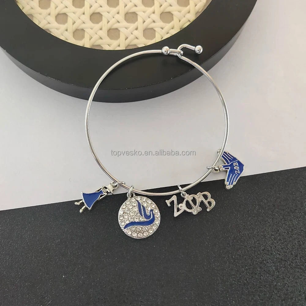 bracelet / 1 New Greek Zeta Phi Beta Sorority Society Bracelet Round Hand Signal Charm Adjustable Bangle Women Jewelry