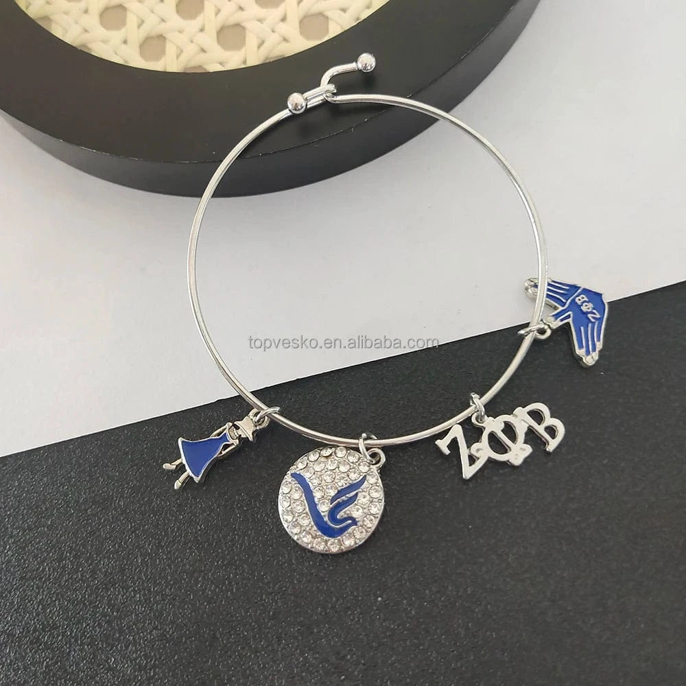 bracelet / 1 New Greek Zeta Phi Beta Sorority Society Bracelet Round Hand Signal Charm Adjustable Bangle Women Jewelry