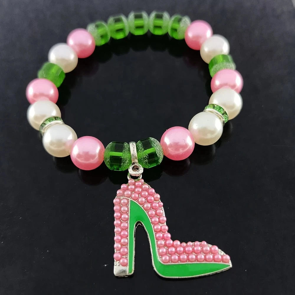 Bracelet / 19CM / A Fashion sorority society pendant pink green beads bracelet