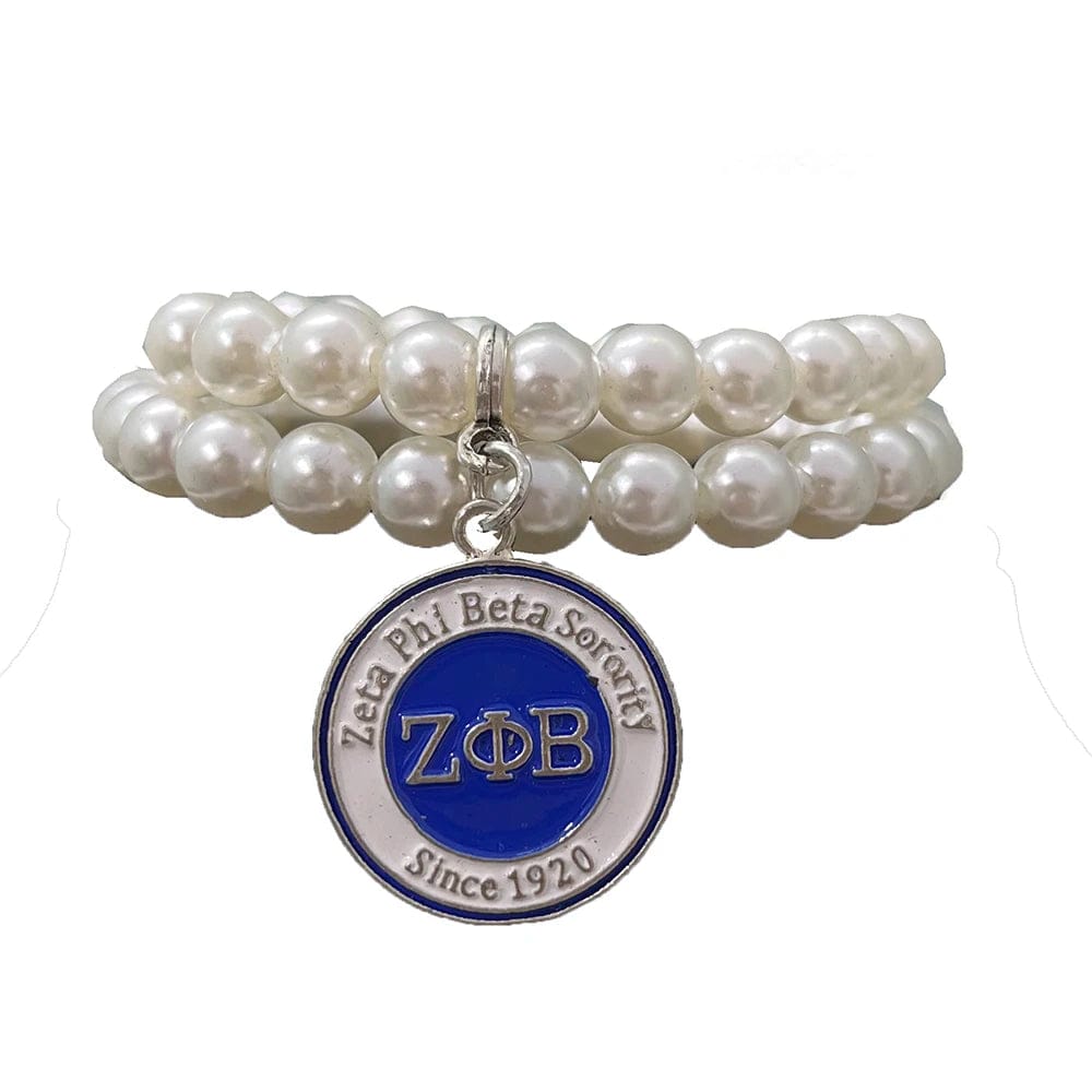 Bracelet / 19CM / F Greek Sorority Society ZOB charm ZETA PHI BETA Charms For Women imitation pearl Finer Girl shaped pendant bracelet