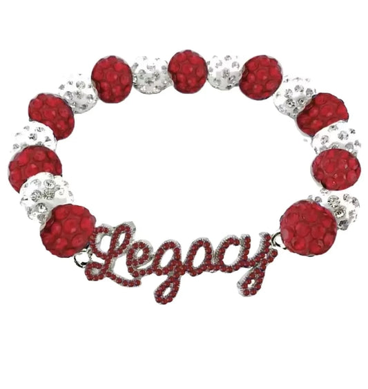 Bracelet / adjust / silver Custom Red Rhinestones luxurious Gift Clay Bead Bracelets Sorority customize Legacy bracelet