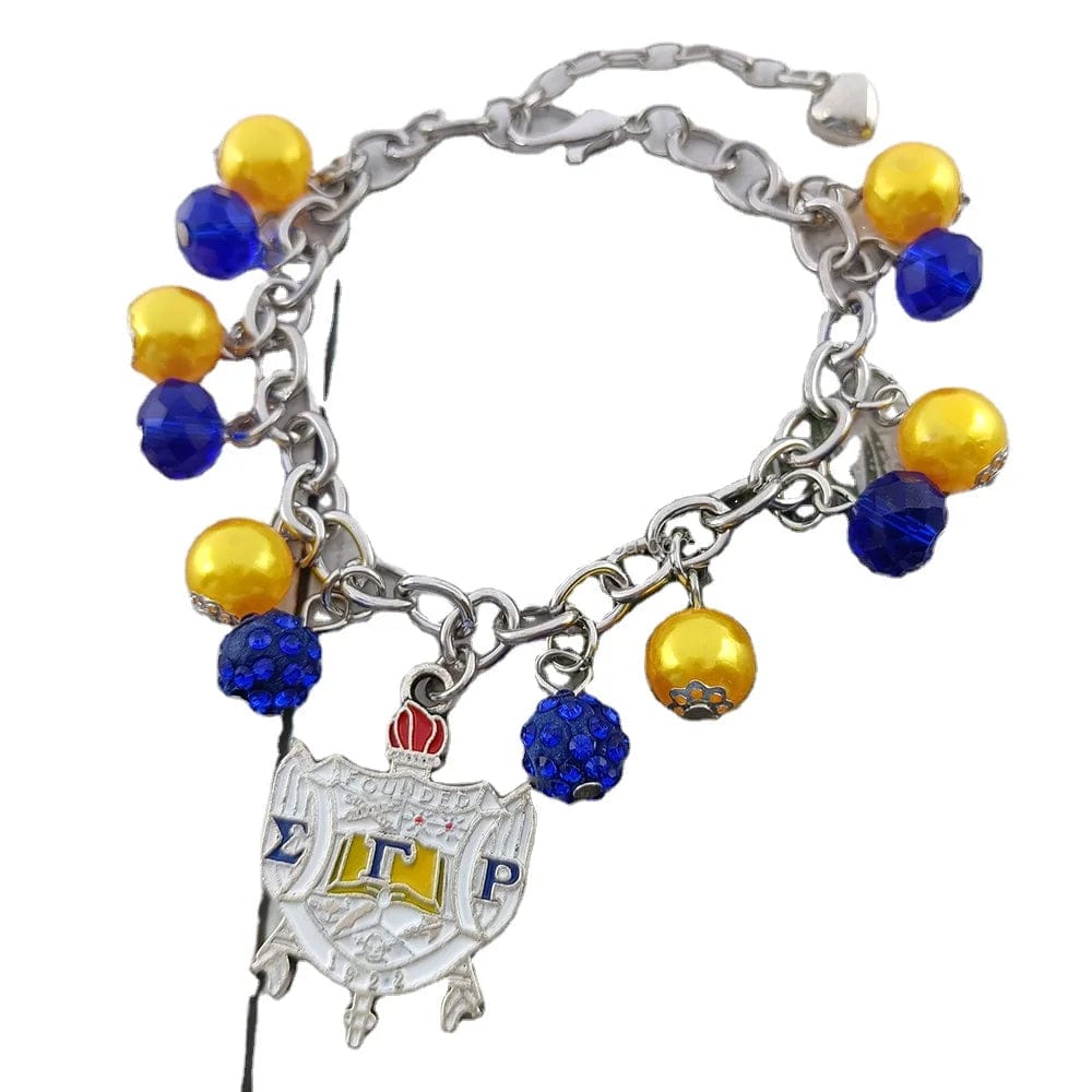 bracelet / Extendable chain / SGR Sigma Gamma Rho Greek Sorority Blue Yellow High Quality Shield Charm Lady Fashion Bracelets Jewelry