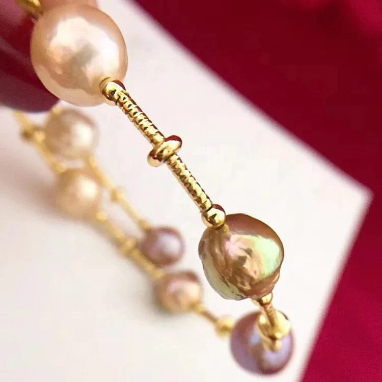 bracelet / Gold Hot Selling High Quality Big  14K Gold  Baroque Fresh Water  Pearl Bracelet   hawaiian bracelets pearl bangles