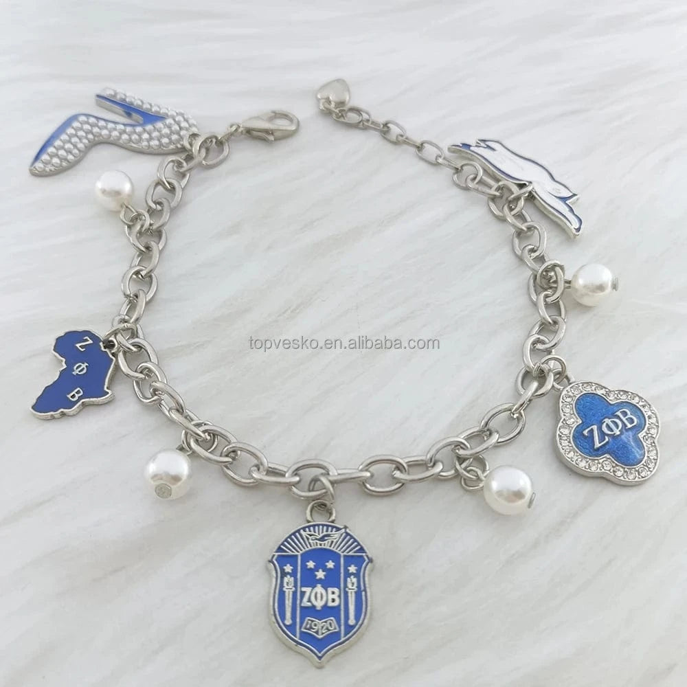 bracelet / ZPB Greek Sorority Zeta Phi Beta Letter Adjustable Chain Charms Women Bracelets Jewelry Gifts