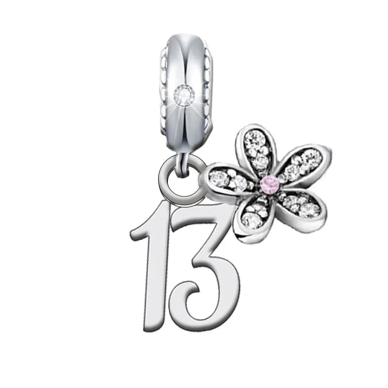 Brand Charm Bracelet Number Birthday 13th 16th 18th 30th Bead 925 Sterling Silver Fit Original for Women Trendy Opp Bag Clover