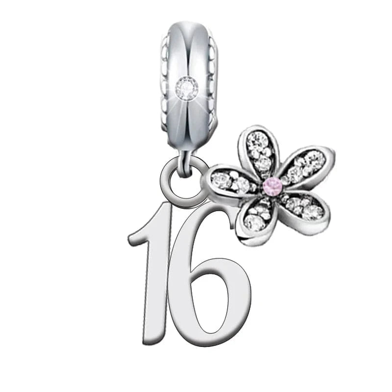 Brand Charm Bracelet Number Birthday 13th 16th 18th 30th Bead 925 Sterling Silver Fit Original for Women Trendy Opp Bag Clover