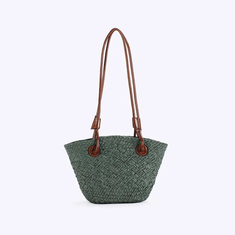 Brand Elegant Woven Bag Retro Fashion Luxury Brand Design Shoulder Handbag Large Capacity Solid Color Versatile Simple Tote Bag - SN Wigs & More