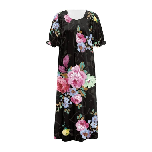 brand new 2024 summer beach isalnd casual tribal dress custom design polynesian puff sleeve large size straight long mumu dress