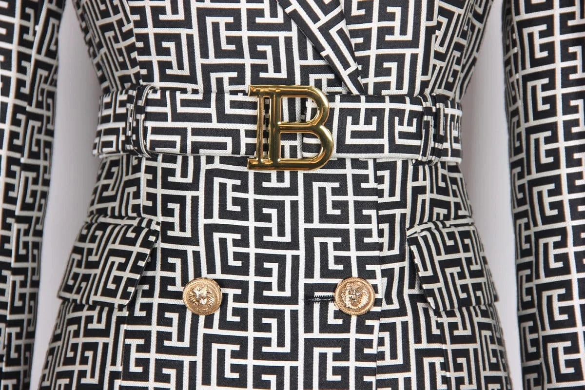 Brand New Workmanship Fashion Geometric Pattern Fall Winter Elegant Lady Women Slim Office Blazer Dress