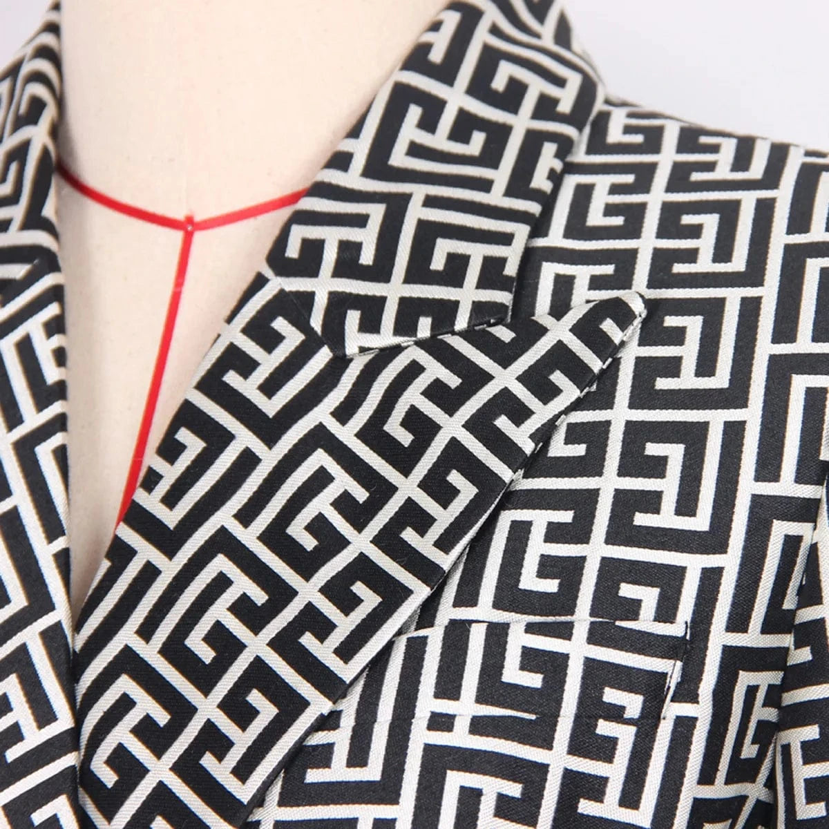 Brand New Workmanship Fashion Geometric Pattern Fall Winter Elegant Lady Women Slim Office Blazer Dress