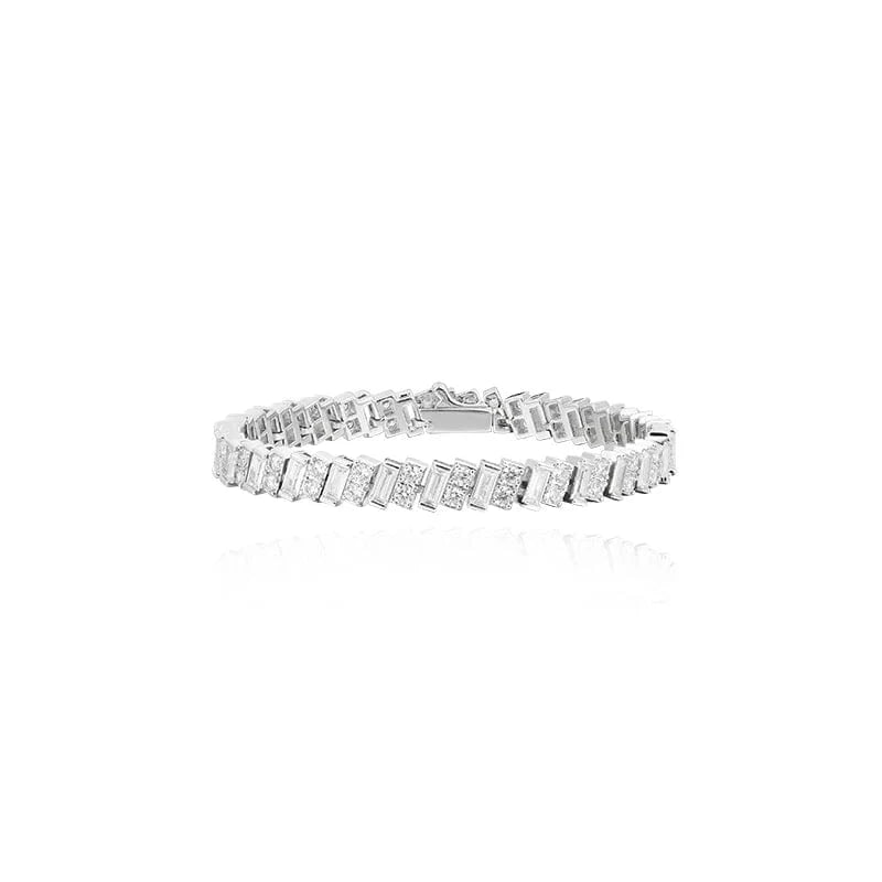 Brass Plated 18K Gold with Zircon Inlaid Fashionable High-End Simple Square Women's Bracelet for Wedding Party Religious Style