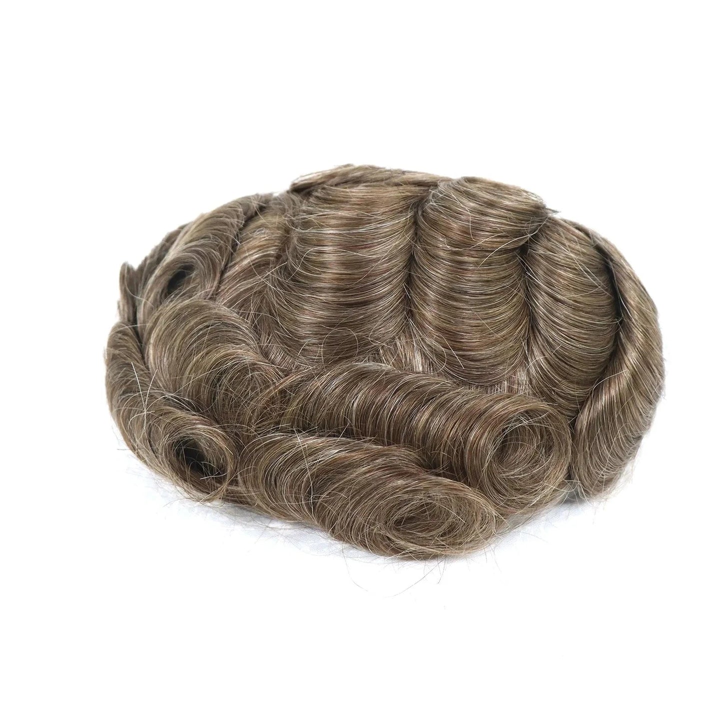 Breathable Oct Cap Front Top Lace Half Around Pu Toupee Ombre Biondo For Men Undetectable Natural Male Hair Patch