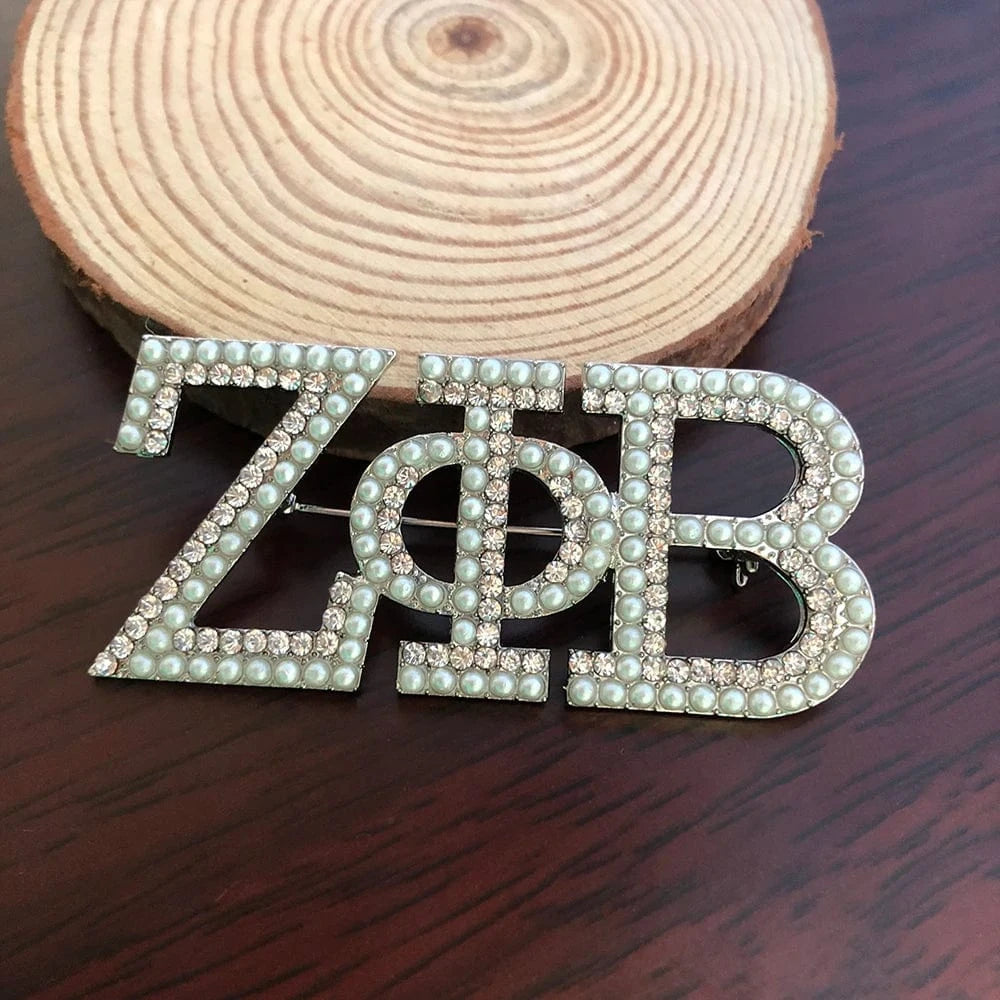 brooch / 02 Handmade Greek Sorority Custom zeta Gift for Finer Women Letter Pearl Brooch