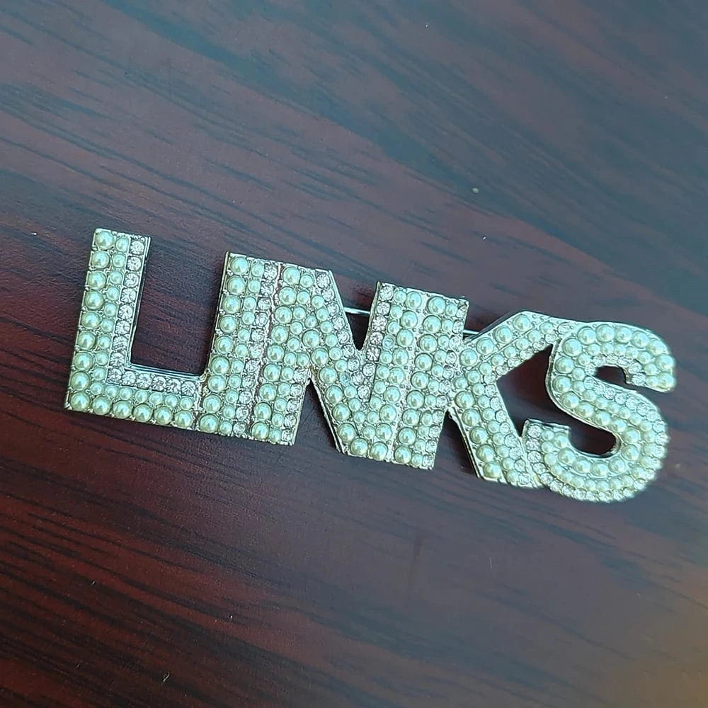 Brooch / 02 / Silver Plated Topvesko Personalized Greek Sorority Letters LINKS Brooch Full Rhinestones Lapel Pin Fashion Jewelry Gift
