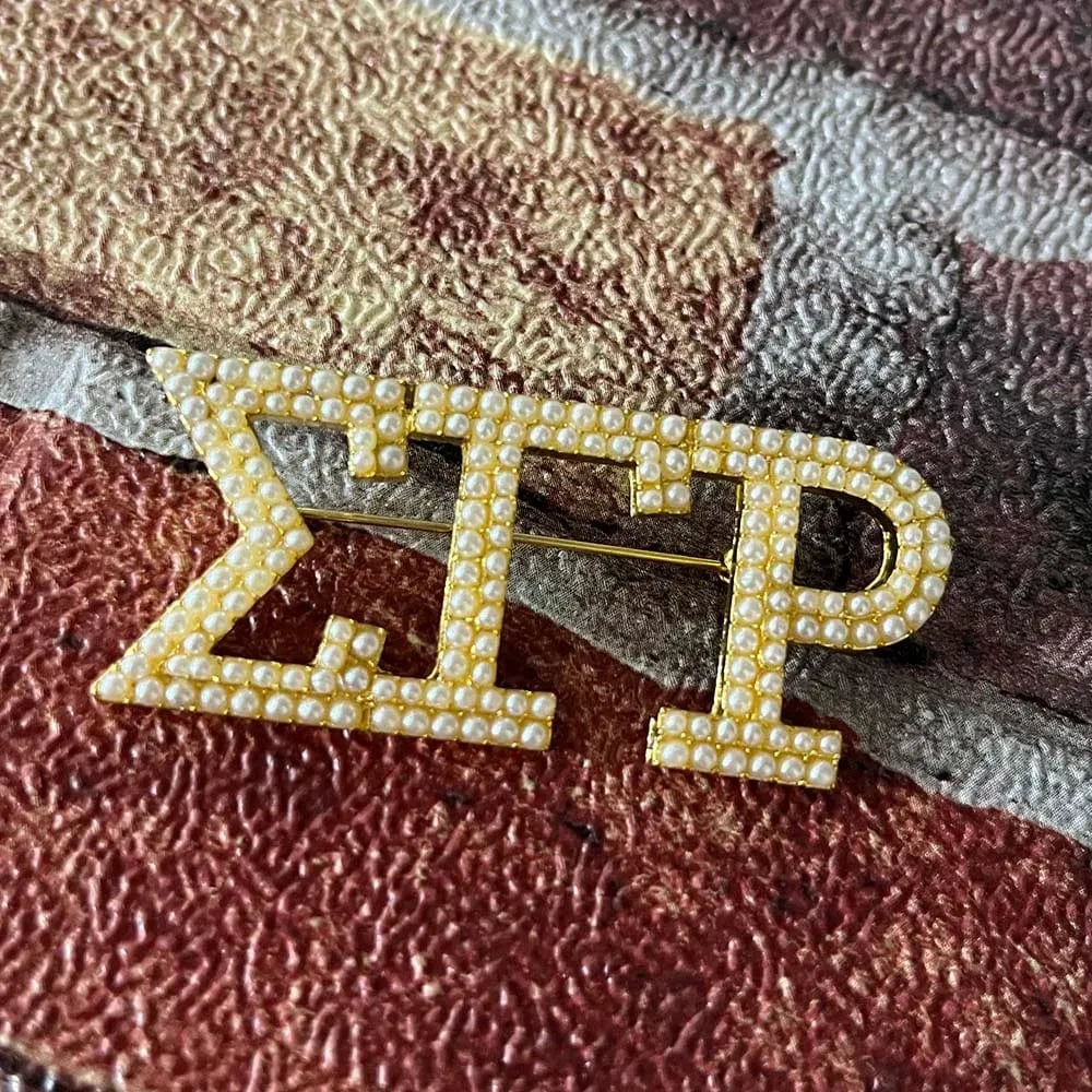 brooch / 03 Handmade Greek Sorority Custom zeta Gift for Finer Women Letter Pearl Brooch