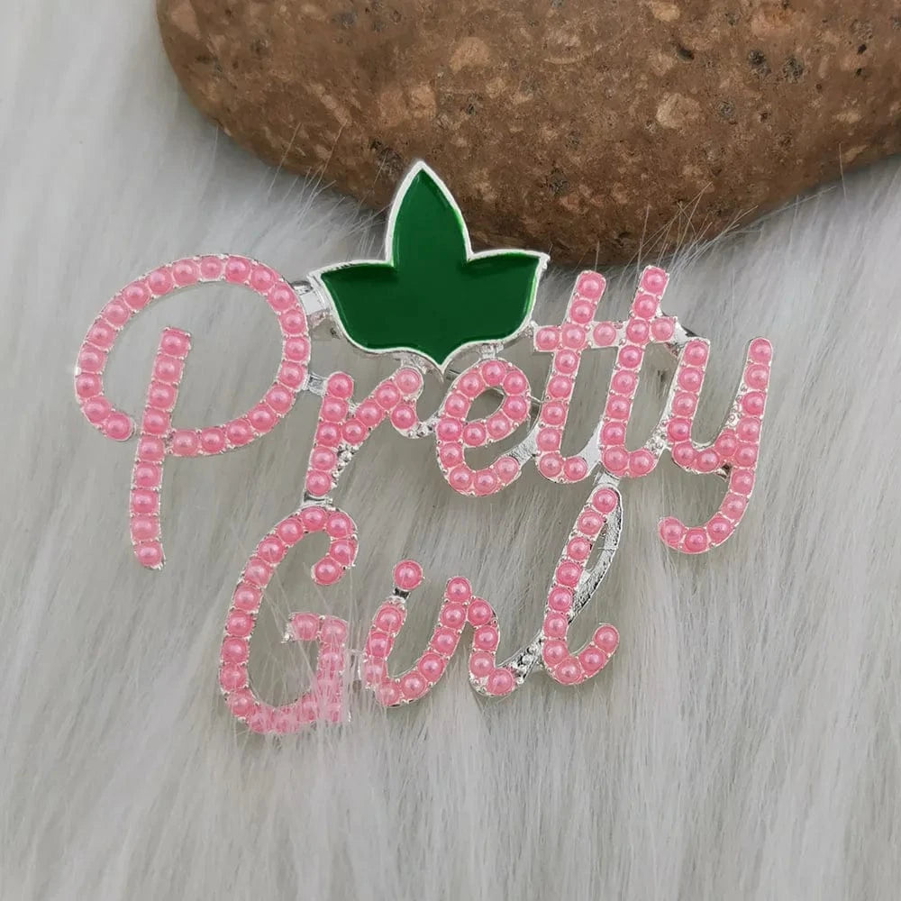 brooch / 03 Pretty Girl Greek sorority university society letter college society crystal brooches Personalized gift Brooch Lapel Pin