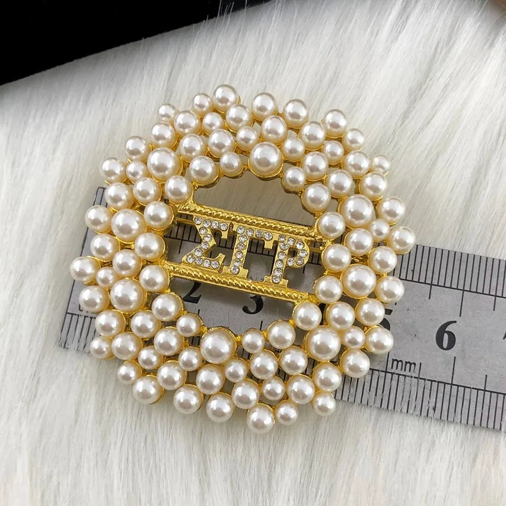 brooch / 1 Greek Letter Sorority Sigma Gamma Rho Pearl Brooch Jewelry Finer Women Jewellery