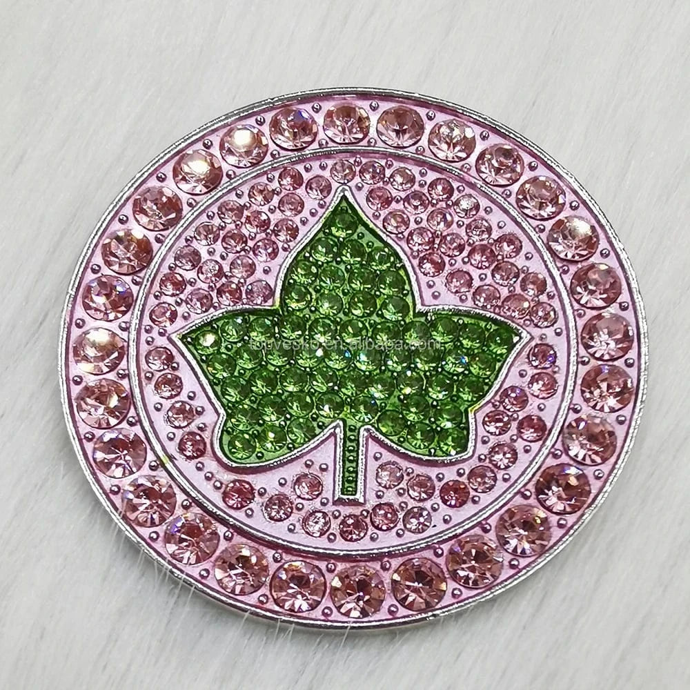 Brooch / Pink Green / as picture show Round Circle Greek Sorority Pink and Green Rhinestone  Brooch Give Girlfriend Pretty Jewelry