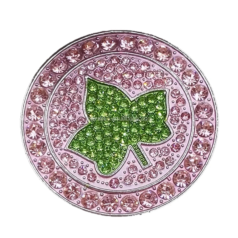 Brooch / Pink Green / as picture show Round Circle Greek Sorority Pink and Green Rhinestone  Brooch Give Girlfriend Pretty Jewelry