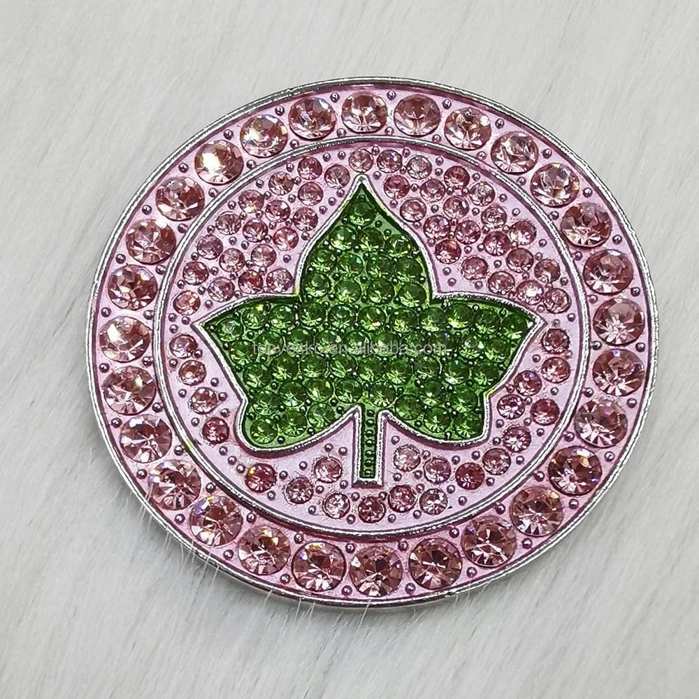 Brooch / Pink Green / as picture show Round Circle Greek Sorority Pink and Green Rhinestone  Brooch Give Girlfriend Pretty Jewelry