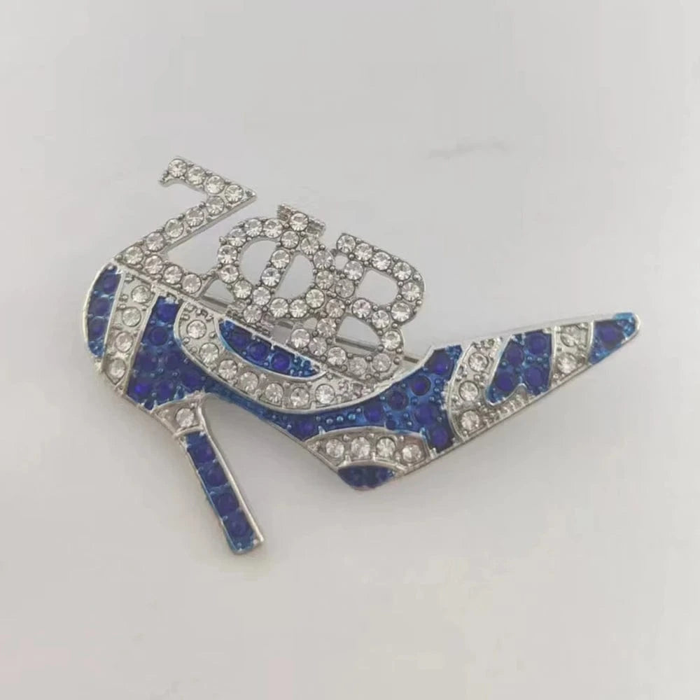 brooch / Zeta / as picture show Customized Gamma Phi Delta brooches 1943 ZA Delta Alpha Sigma Gamma Rho Zeta Greek high heeled shoes Lapel Pins graduation gift